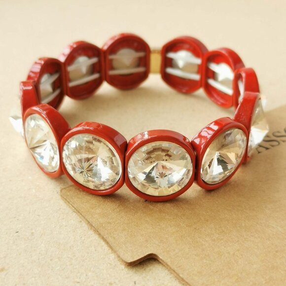 NEW Roxanne Assoulin Gold Red Hip Hop But Not Clear Crystal Bracelet - Picture 1 of 3